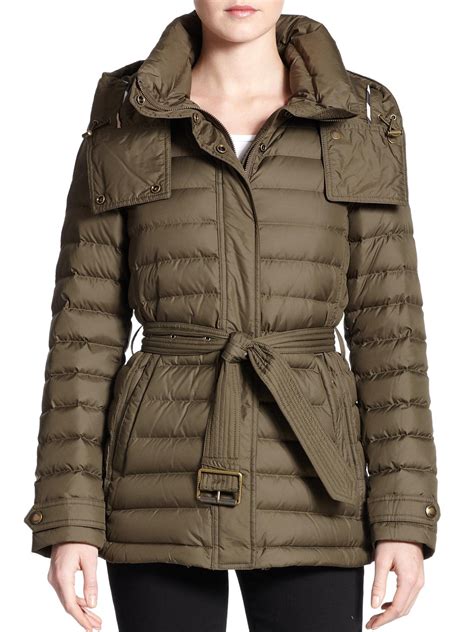 burberry puffer green|burberry brit puffer coat.